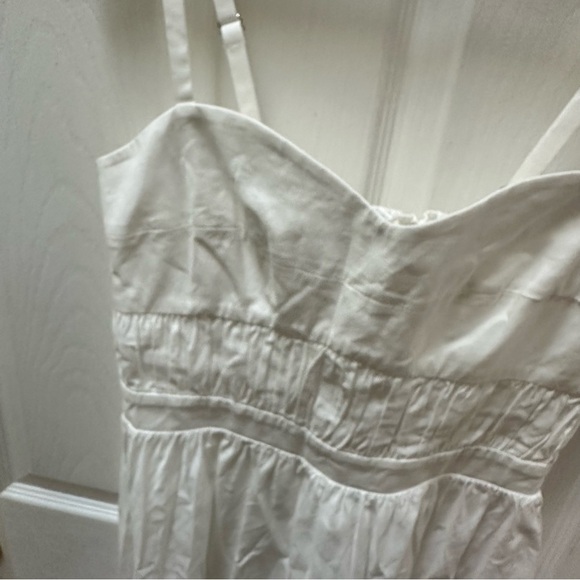 Reformation White Sleeveless tank midi Dress smocked drop waist 6 - Picture 3 of 9